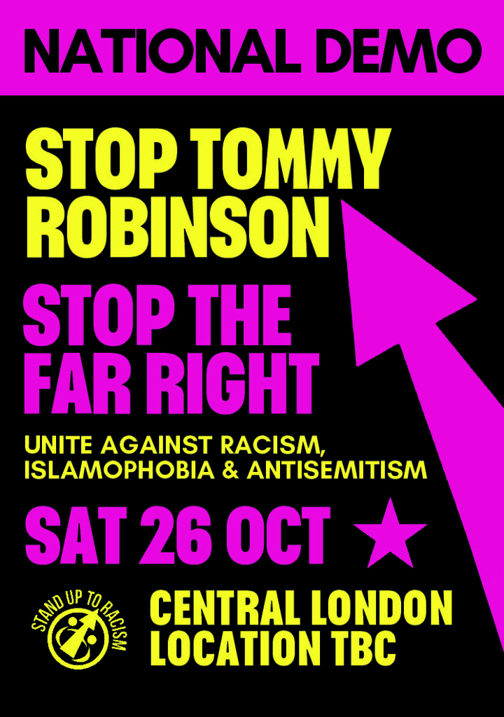 Stop Tommy Robinson Demo poster